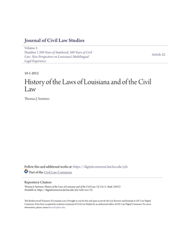 History of the Laws of Louisiana and of the Civil Law Thomas J
