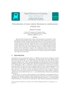 Formalization of Some Central Theorems in Combinatorics of Finite