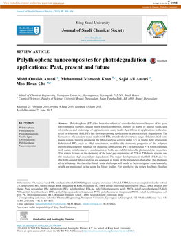 Polythiophene Nanocomposites for Photodegradation Applications: Past, Present and Future