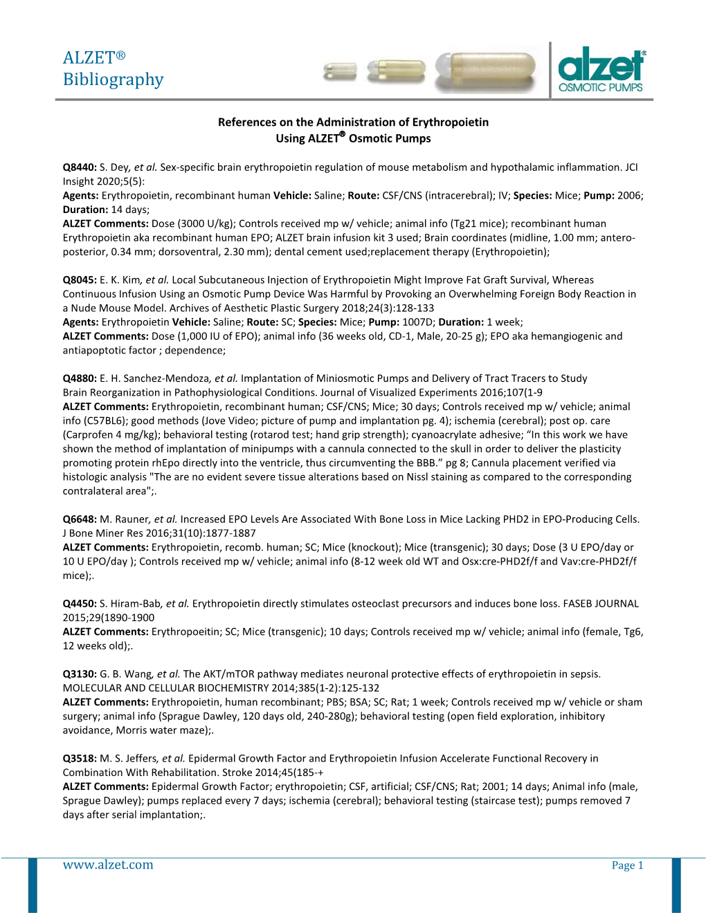 Erythropoietin Using ALZET Osmotic Pumps