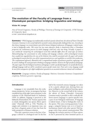 The Evolution of the Faculty of Language from a Chomskyan Perspective: Bridging Linguistics and Biology