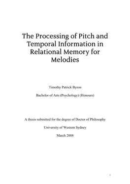 The Processing of Pitch and Temporal Information in Relational Memory for Melodies