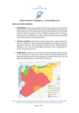 Of 6 WEEKLY CONFLICT SUMMARY 4 – 10 NOVEMBER 2019