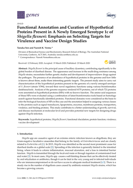 Functional Annotation and Curation of Hypothetical Proteins Present in a Newly Emerged Serotype 1C of Shigella Flexneri