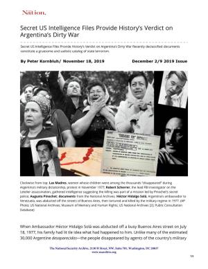 Secret US Intelligence Files Provide History's Verdict on Argentina's Dirty
