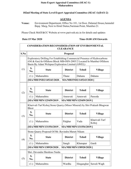 State Expert Appraisal Committee (SEAC-1) Maharashtra