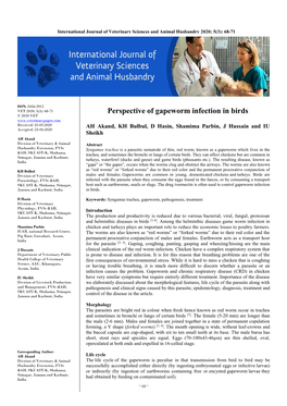 Perspective of Gapeworm Infection in Birds