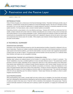 Passivation and the Passive Layer