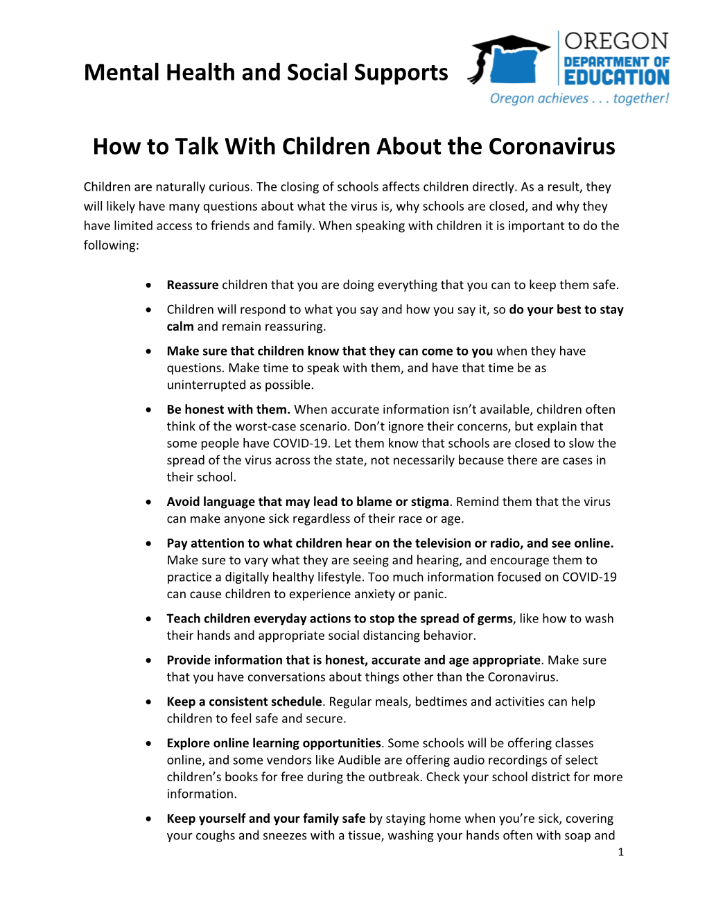 How to Talk with Children About the Coronavirus