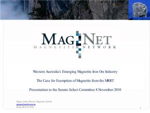 Western Australia's Emerging Magnetite Iron Ore Industry The