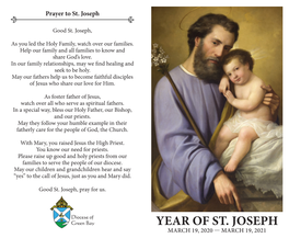 YEAR of ST. JOSEPH MARCH 19, 2020 — MARCH 19, 2021 Litany of St