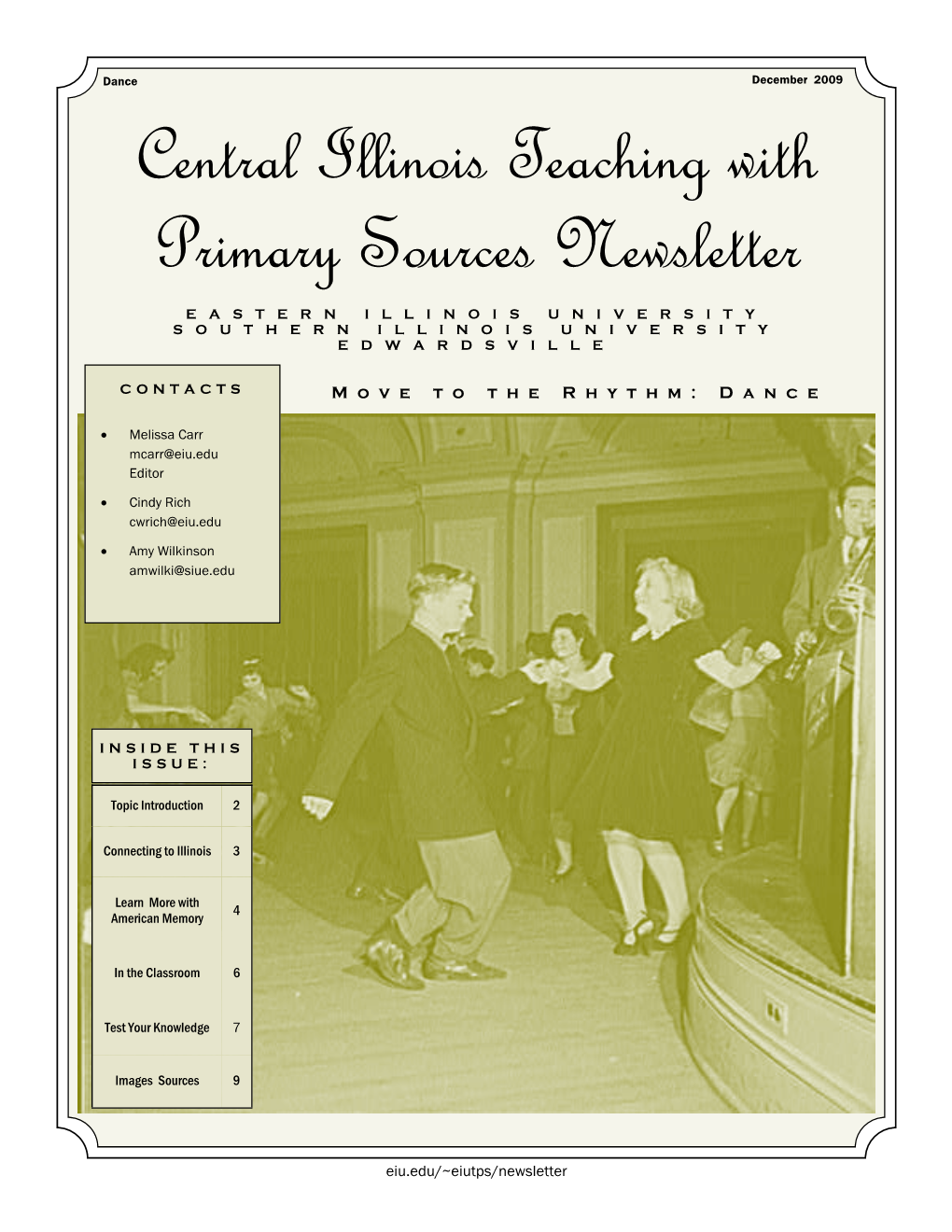 Dance December 2009 Central Illinois Teaching with Primary Sources Newsletter