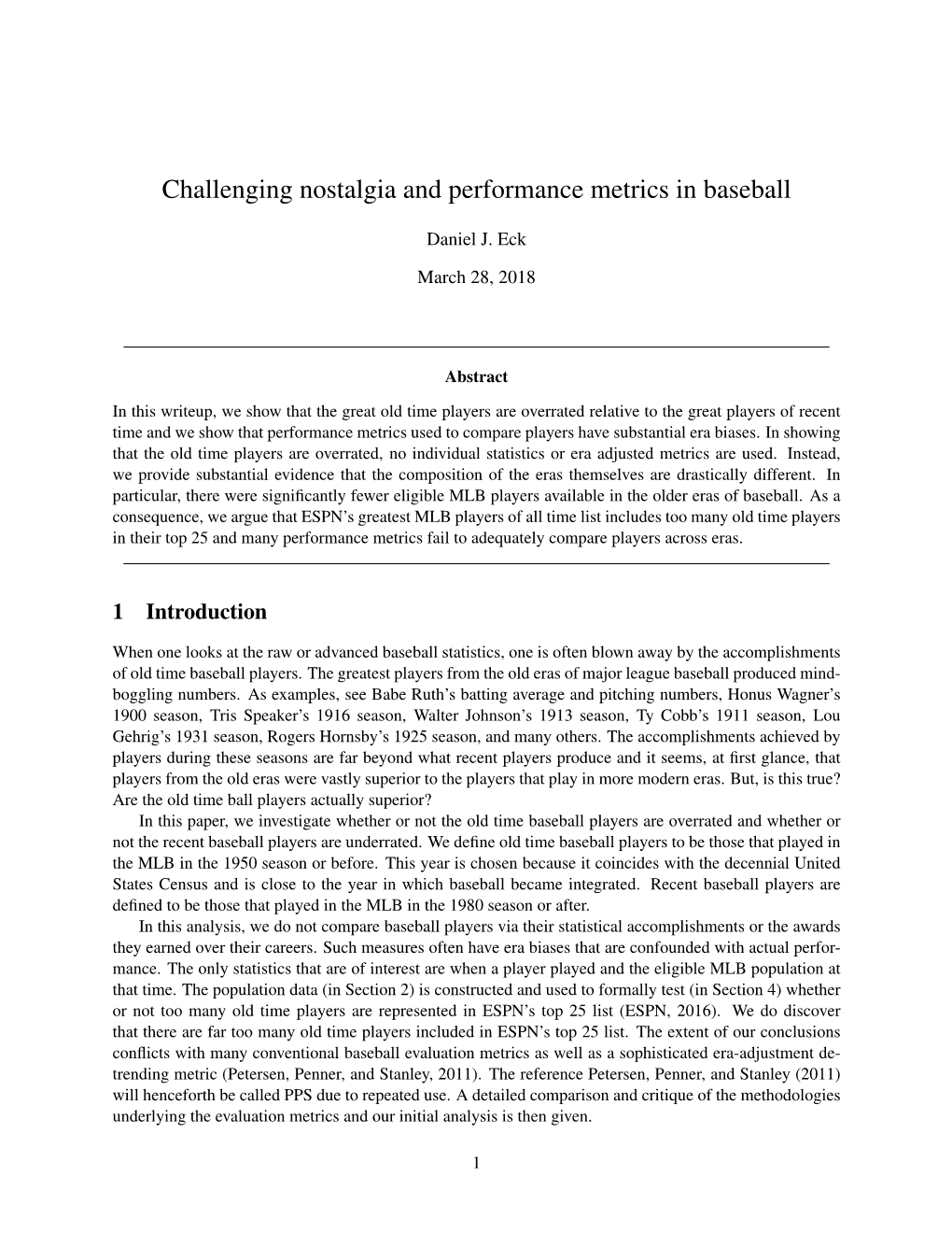 Challenging Nostalgia and Performance Metrics in Baseball