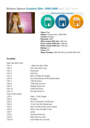 Britney Spears Greatest Hits: 1999-2008 Mp3, Flac, Wma
