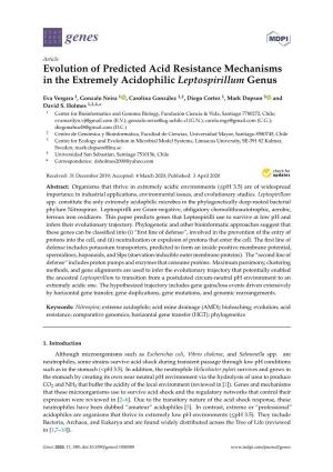 Evolution of Predicted Acid Resistance Mechanisms in the Extremely Acidophilic Leptospirillum Genus