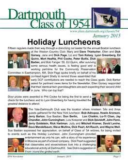 The January 2015 Class Newsletter