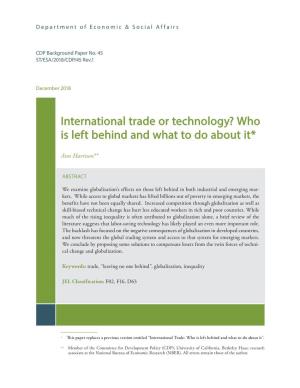 International Trade: Who Is Left Behind and What to Do About It”