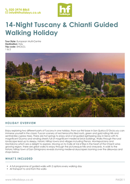 14-Night Tuscany & Chianti Guided Walking Holiday
