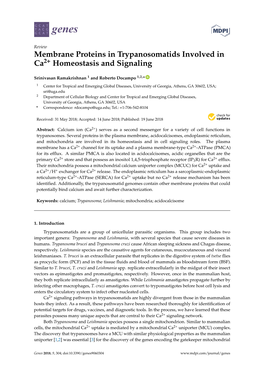 Membrane Proteins in Trypanosomatids Involved in Ca 2