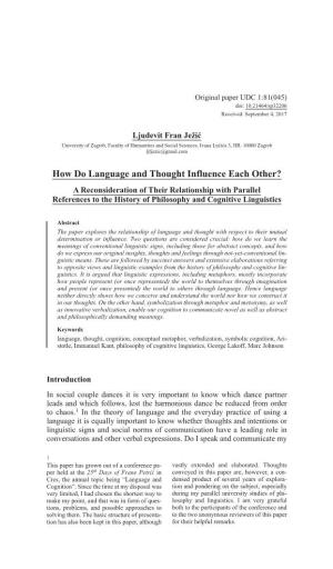 How Do Language and Thought Influence Each Other?