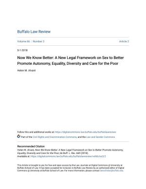 A New Legal Framework on Sex to Better Promote Autonomy, Equality, Diversity and Care for the Poor