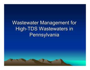 Wastewater Management for High-TDS Wastewaters In