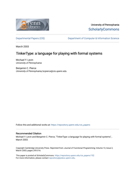 A Language for Playing with Formal Systems