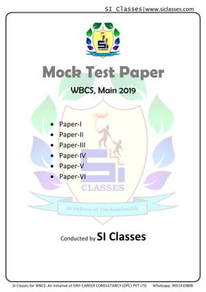 Mock Test Paper WBCS, Main 2019