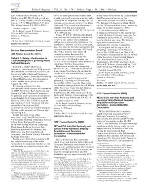 Federal Register / Vol. 61, No. 170 / Friday, August 30, 1996 / Notices