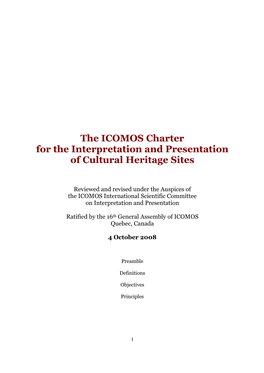 Charter for the Interpretation and Presentation of Cultural Heritage Sites