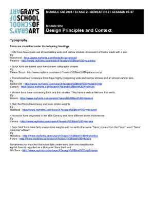 Design Principles and Context