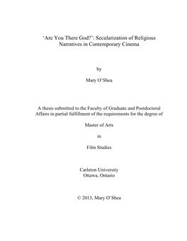 Secularization of Religious Narratives in Contemporary Cinema