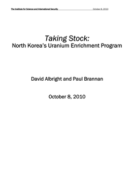 Taking Stock: North Korea's Uranium Enrichment Program