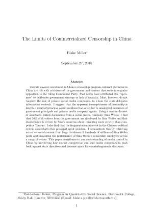 The Limits of Commercialized Censorship in China
