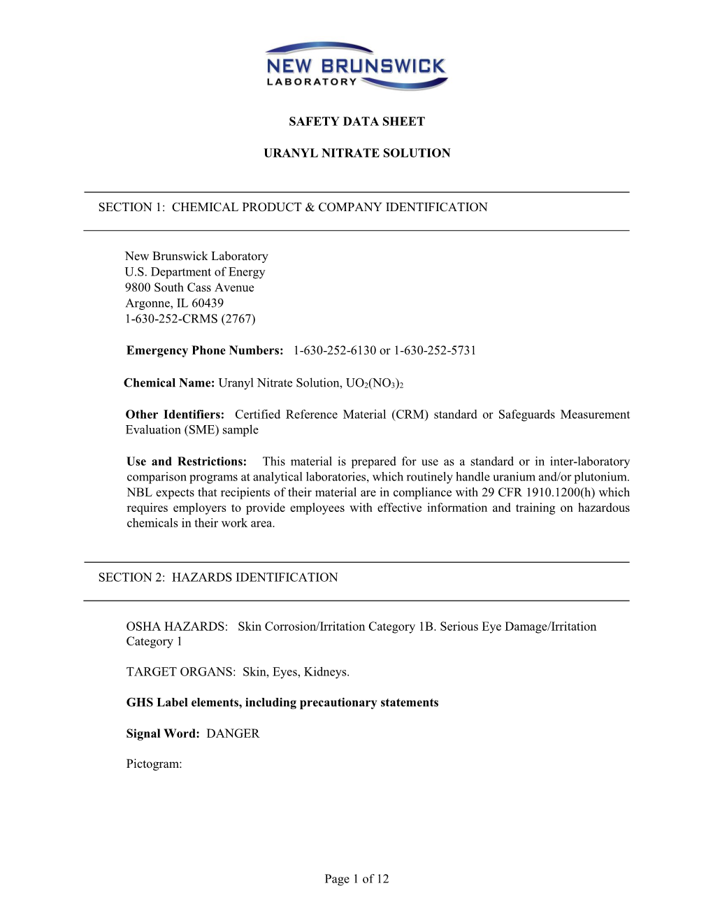 Material Safety Data Sheet