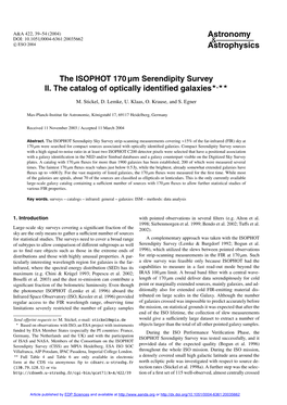 The ISOPHOT 170 Μm Serendipity Survey II. the Catalog of Optically