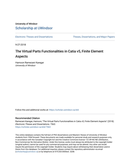 The Virtual Parts Functionalities in Catia V5, Finite Element Aspects