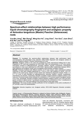 Spectrum-Effect Relationships Between High