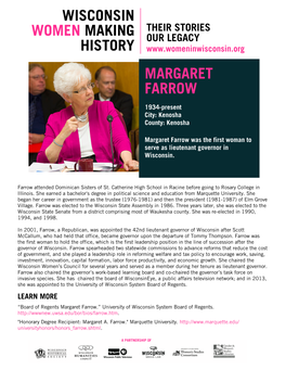 Margaret Farrow Wisconsin Women Making History