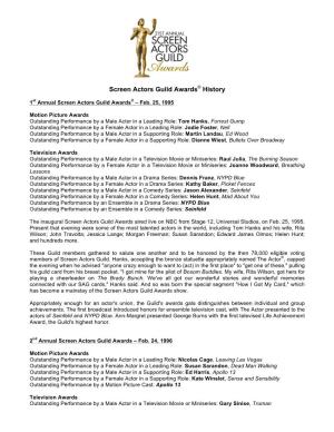 Screen Actors Guild Awards® History