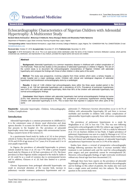 Echocardiographic Characteristics of Nigerian Children with Adenoidal