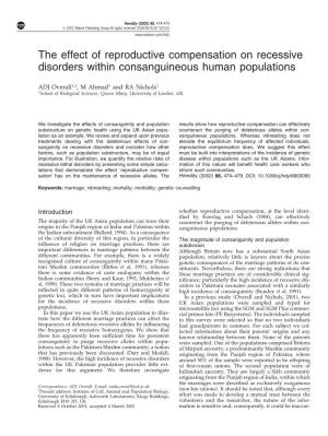 The Effect of Reproductive Compensation on Recessive Disorders Within Consanguineous Human Populations