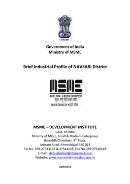 Brief Industrial Profile of NAVSARI District