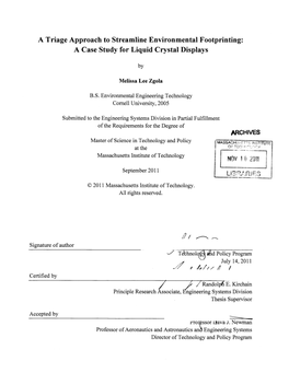 A Triage Approach to Streamline Environmental Footprinting: a Case Study for Liquid Crystal Displays