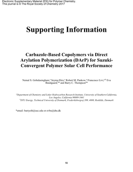 Supporting Information Carbazole-Based Copolymers Via