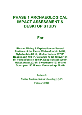 Phase 1 Archaeological Impact Assessment & Desktop Study