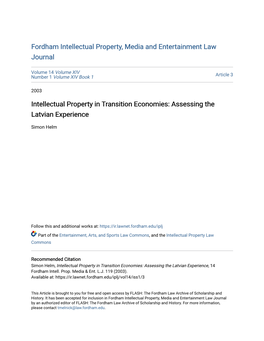 Intellectual Property in Transition Economies: Assessing the Latvian Experience