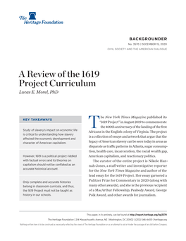 A Review of the 1619 Project Curriculum Lucas E