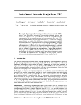 Faster Neural Networks Straight from JPEG