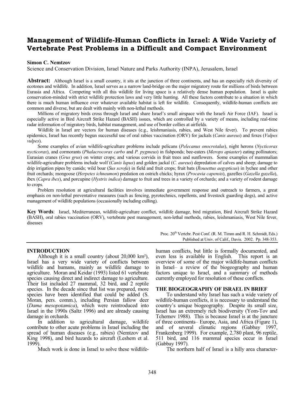 Management of Wildlife-Human Conflicts in Israel: a Wide Variety of Vertebrate Pest Problems in a Difficult and Compact Environment